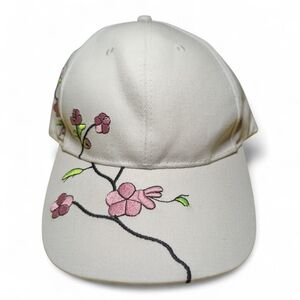 Floral Embroidered baseball Cap White Adjustable NEW